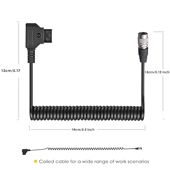 Amazon.com: D Tap to Hirose 4 Pin Male Coiled Power Cable